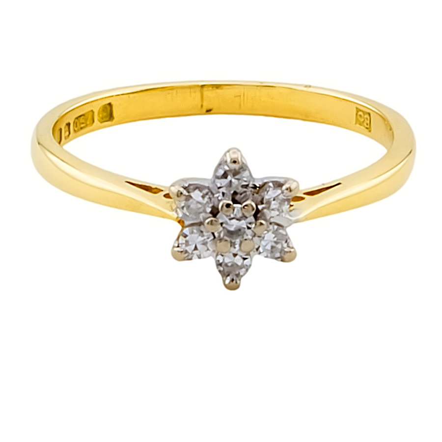 18ct Gold Diamond 0.15cts Cluster Ring Size I